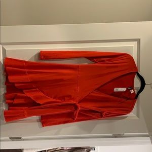 Red wrap dress